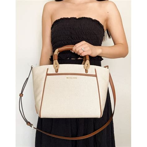 michael michael kors talia small cotton canvas tote bag|Talia Small Cotton Canvas Tote Bag .